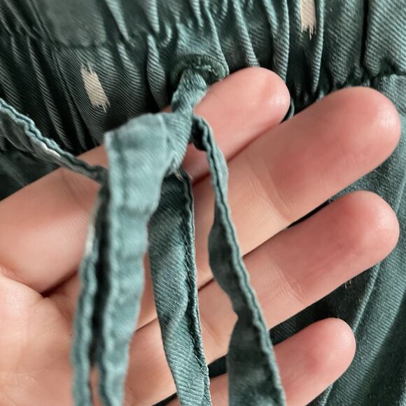 Garnet Hill Pants Womens Small Green Tencel Linen Cropped Drawstring Pull On - Picture 3 of 12